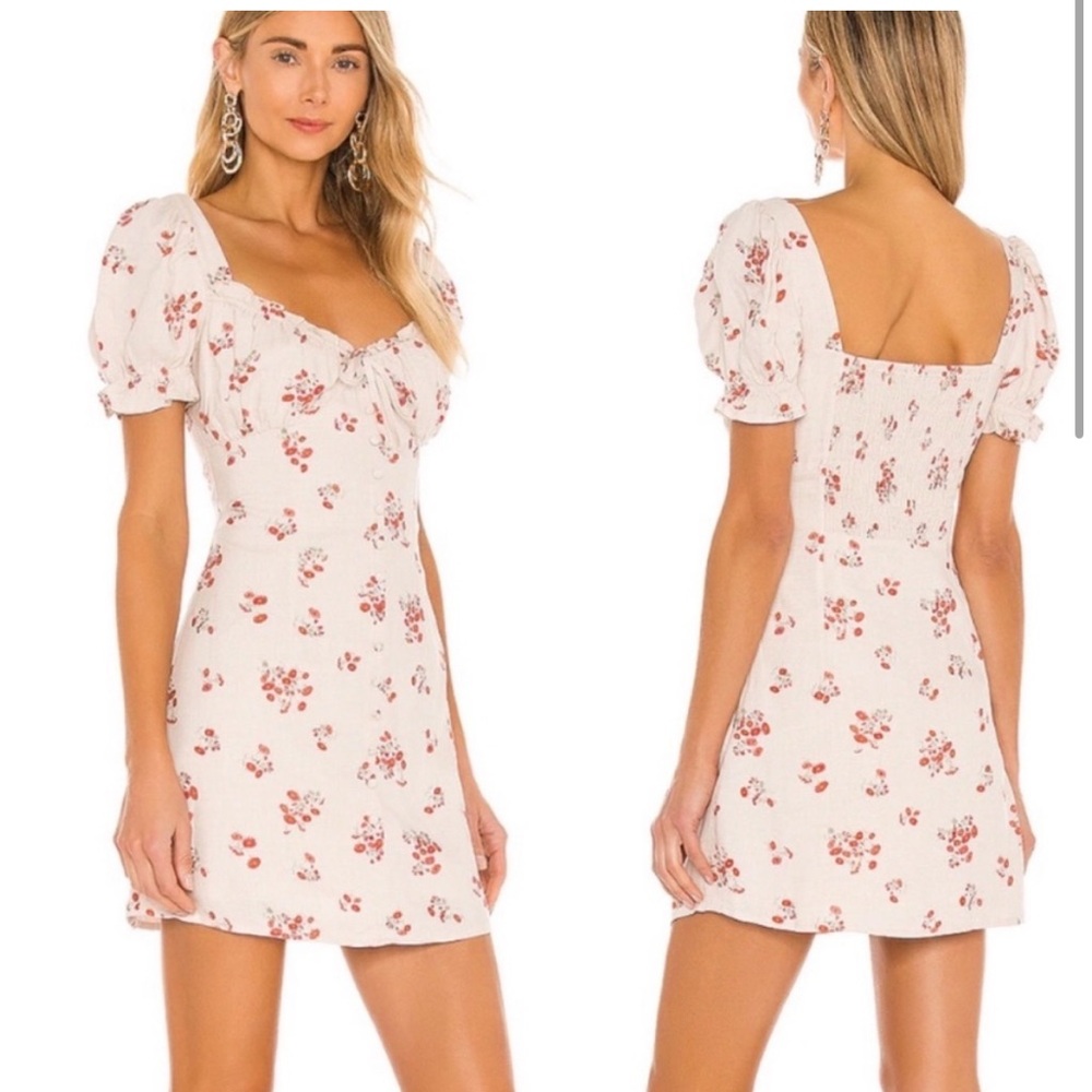 Bardot Lucinta Mini Dress in Beige Floral NWT